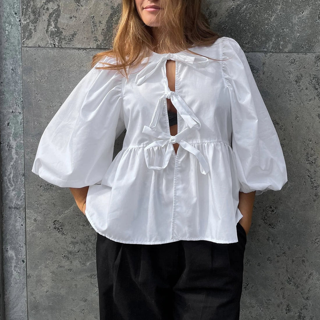 Bella Bow Peplum Blouse