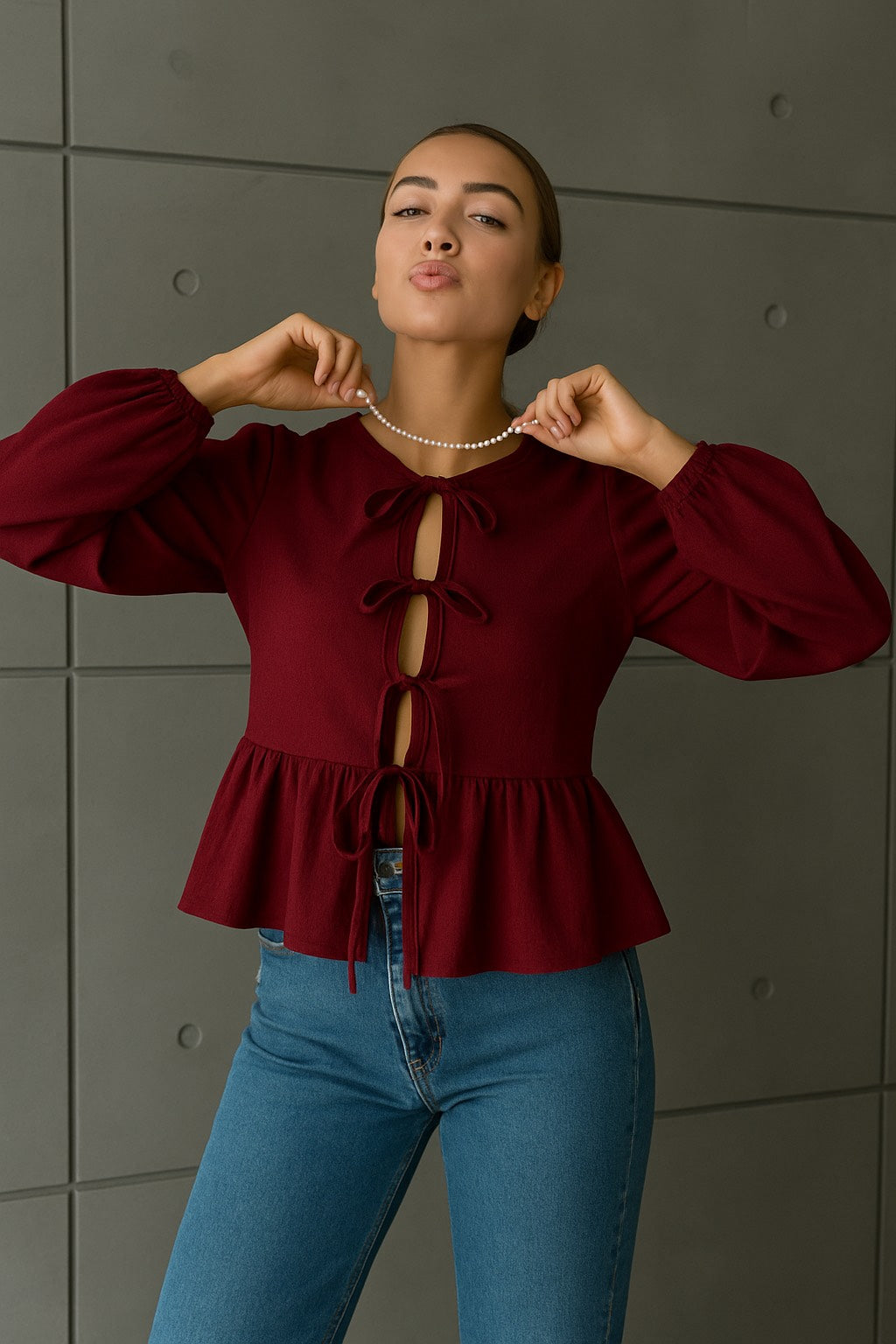 Bella Bow Peplum Blouse