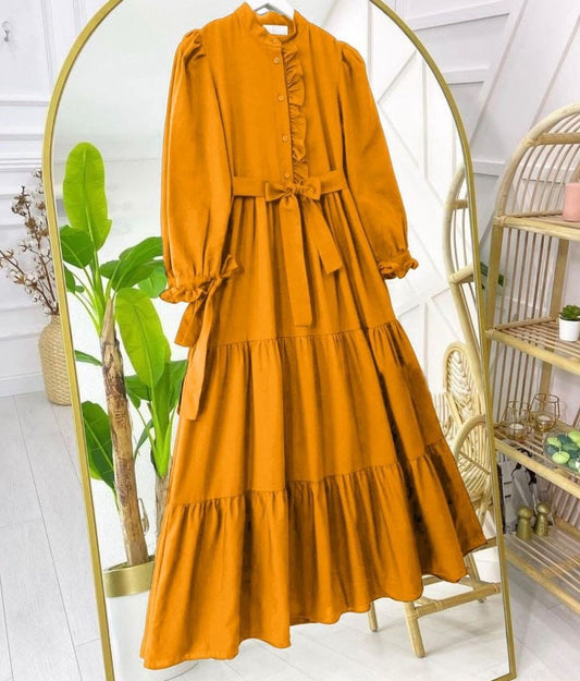 Frill Panel Style Long Dress